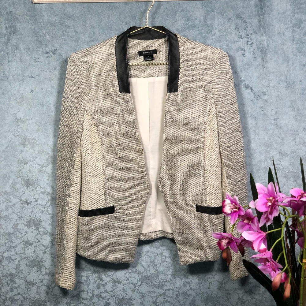 Drew Jacket Blazer Cardigan Sweater cream&black S